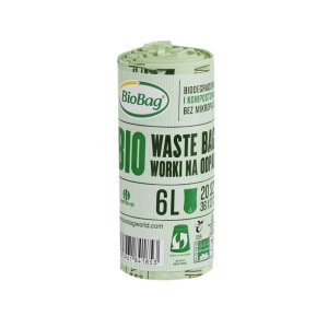BioBag Biodegradowalne worki na odpady organiczne 6L, 20 szt