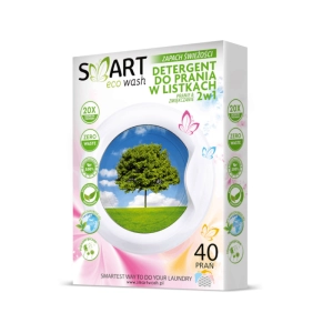 Smart Eco Wash Biodegradowalne listki do prania i zmiękczania, Zapach świeżości, 40 prań