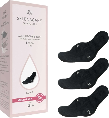Selenacare podpaska wielorazowa menstruacyjna, rozmiar 2, chłonność 15 ml, 3 sztuki