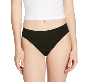 Love Luna Teens Majtki menstruacyjne bezszwowe BIKINI dla dziewczynek, czarne, średnie krwawienie