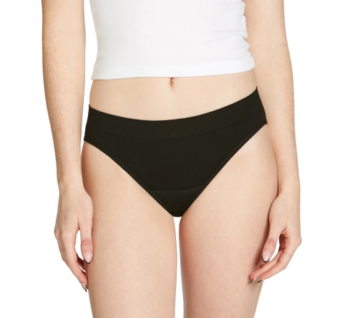 Love Luna Majtki menstruacyjne seamfree TEENS BIKINI dla dziewczynek, czarne, średnie krwawienie