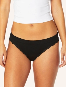 Love Luna Majtki menstruacyjne bezszwowe z koronką BIKINI czarne, średnie krwawienie