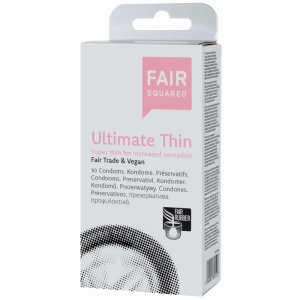Fair Squared Prezerwatywy Ultimate Thin, cienkie, przezroczyste z naturalnego lateksu, nawilżane, 10 szt.