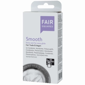 Fair Squared Prezerwatywy Smooth, nawilżane, przezroczyste, z naturalnego lateksu, 10 szt.